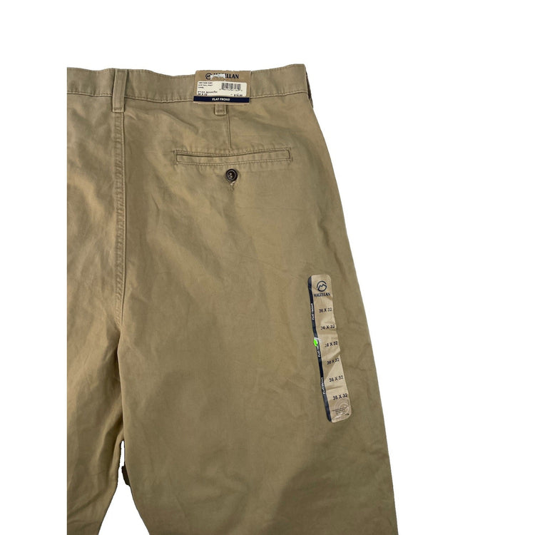 Mens Magellan Outdoors NWT Khaki Tan Flat Front Twill Chino Pants SIZE 36x32