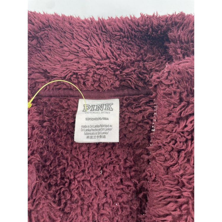 Women’s Victoria’s Secret PINK Burgundy Fleece Zip Up Jacket Size Small