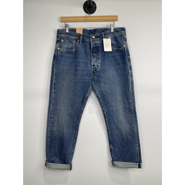 Men’s Levi’s 501 Warp Stretch Straight Leg Button Fly Selvedge Denim Jeans 34x30