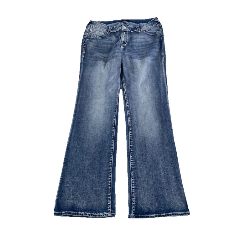 Women's True Religion Becca Mid Rise Bootcut Jeans Blue Wash Size 38