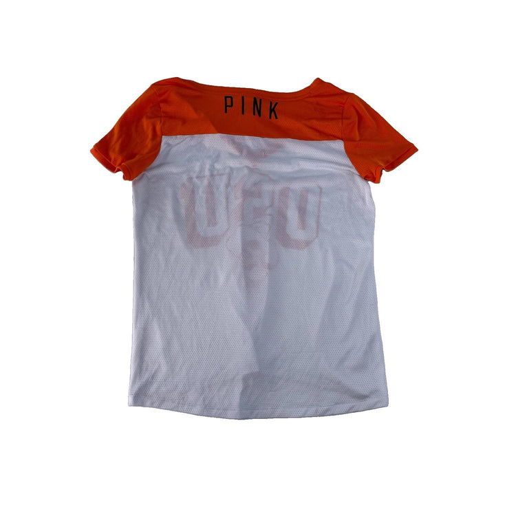 Women's Victoria's Secret Pink OSU White Orange Jersey V-Neck Shirt L