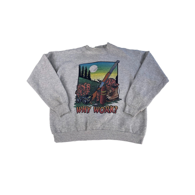 Mens Vintage 90s Hunting Deer Graphic Sweatshirt Hanes Activewear Size L 1995