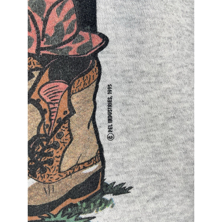 Mens Vintage 90s Hunting Deer Graphic Sweatshirt Hanes Activewear Size L 1995