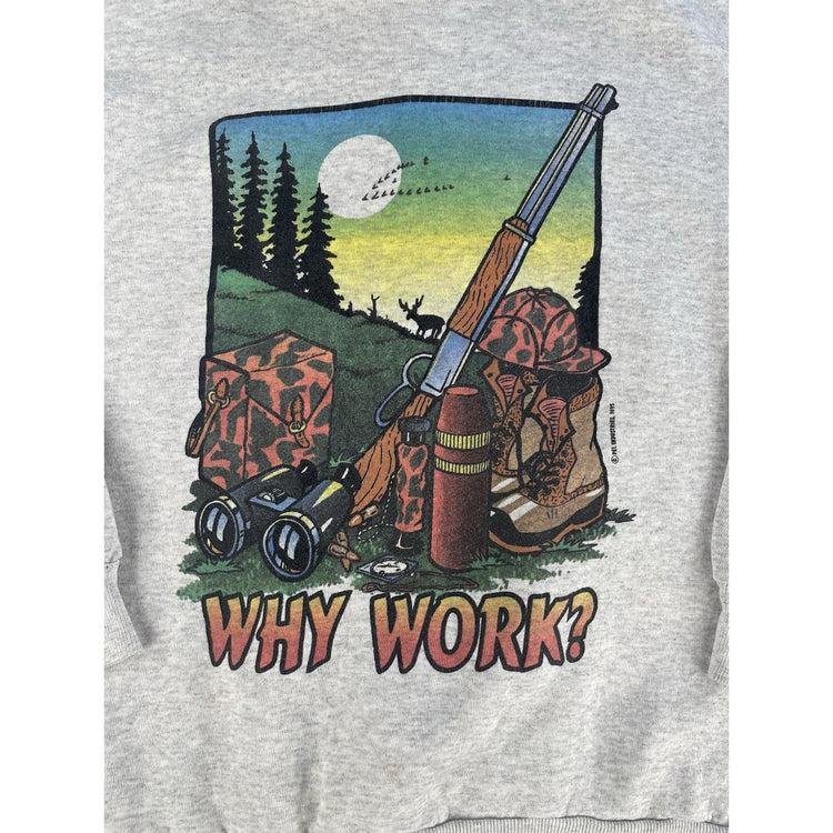 Mens Vintage 90s Hunting Deer Graphic Sweatshirt Hanes Activewear Size L 1995