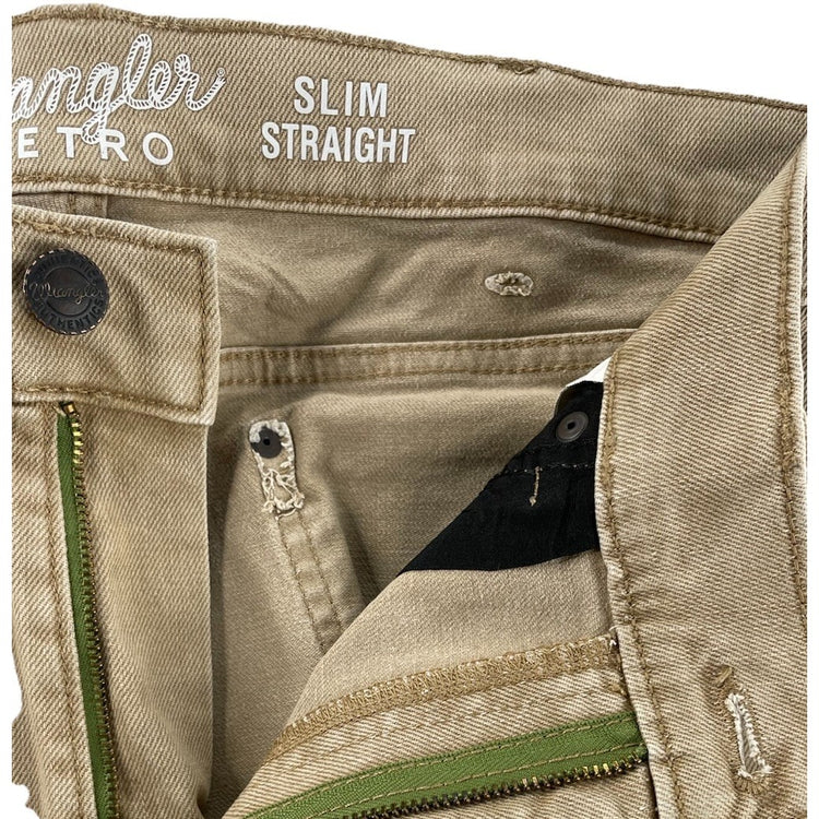 Mens Wrangler Retro Tan Slim Straight Jeans Size 34x34