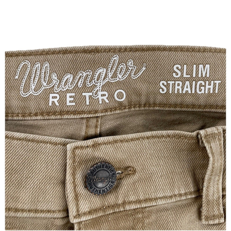 Mens Wrangler Retro Tan Slim Straight Jeans Size 34x34
