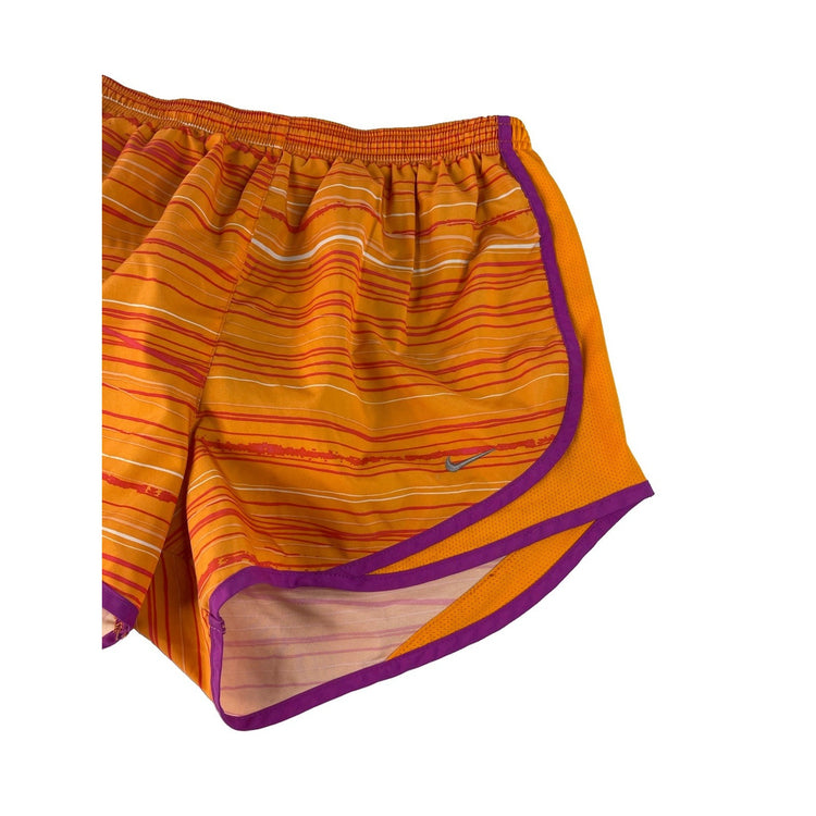 Women's Nike Dri-Fit Striped Athletic Running Shorts, Orange/Purple, Size M