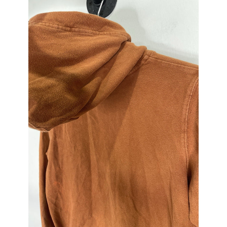 Women’s Vintage Y2K Harley Davidson Wings Full Zip Hoodie Jacket Orange Sz M