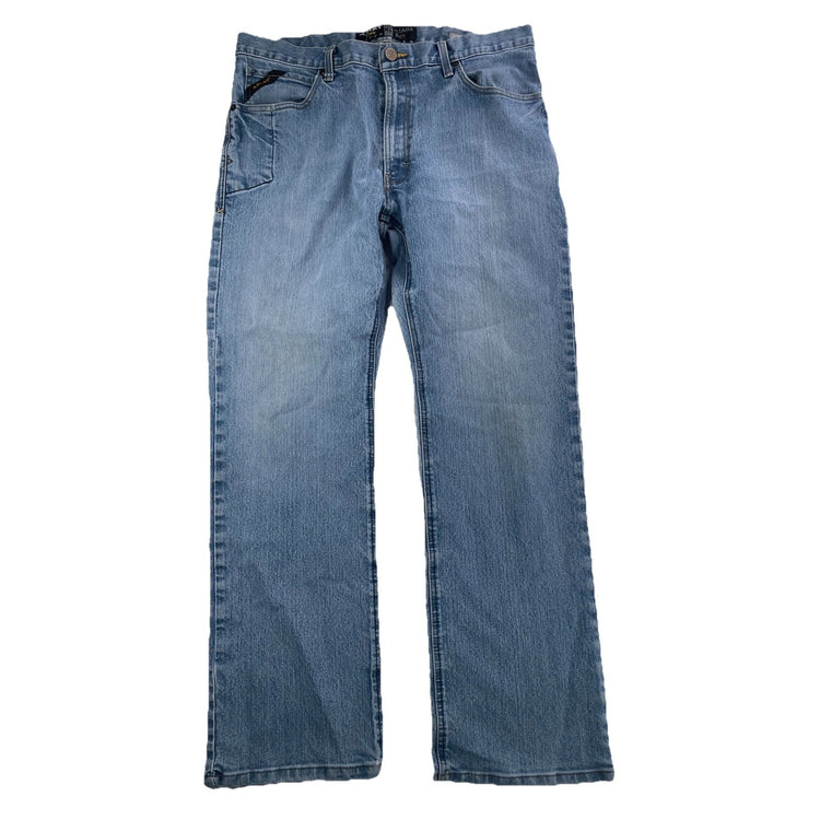 Men’s Ariat REBAR M4 Relaxed Bootcut Lightwash Blue Jeans Size 36x32