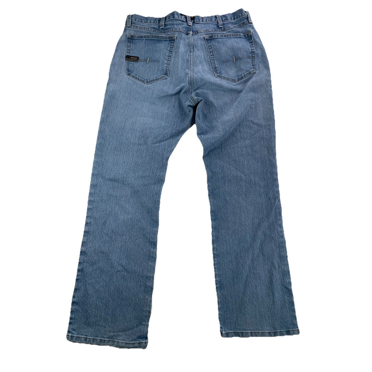 Men’s Ariat REBAR M4 Relaxed Bootcut Lightwash Blue Jeans Size 36x32