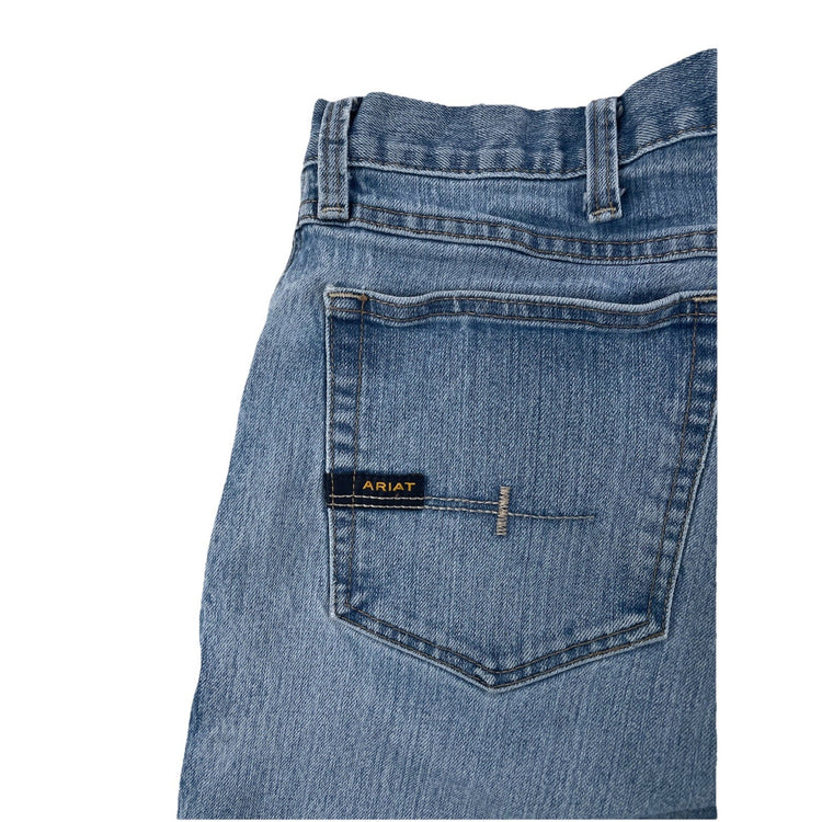 Men’s Ariat REBAR M4 Relaxed Bootcut Lightwash Blue Jeans Size 36x32