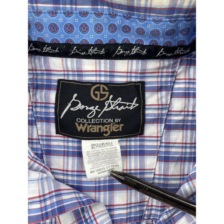 Mens GS Collection By Wrangler Multicolor Plaid Pattern ButtonUp Shirt Size Xl