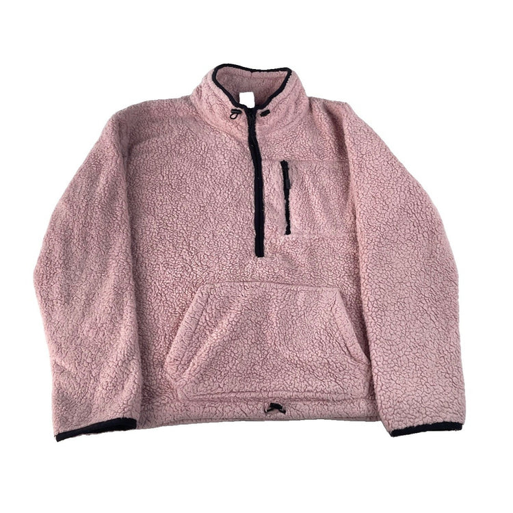 Women’s PINK Victorias Secret Pink Faux Fur Quarter Zip Sweater Size Large