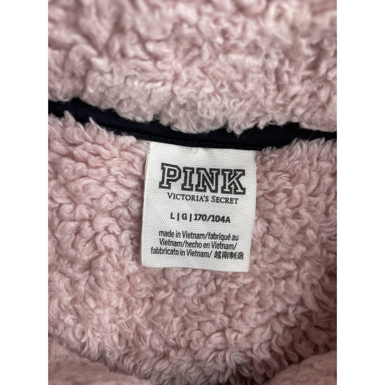 Women’s PINK Victorias Secret Pink Faux Fur Quarter Zip Sweater Size Large