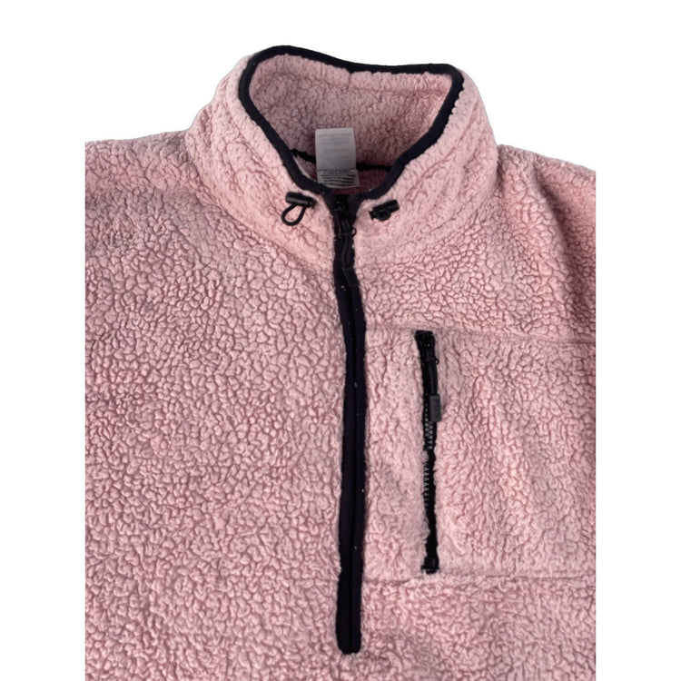 Women’s PINK Victorias Secret Pink Faux Fur Quarter Zip Sweater Size Large