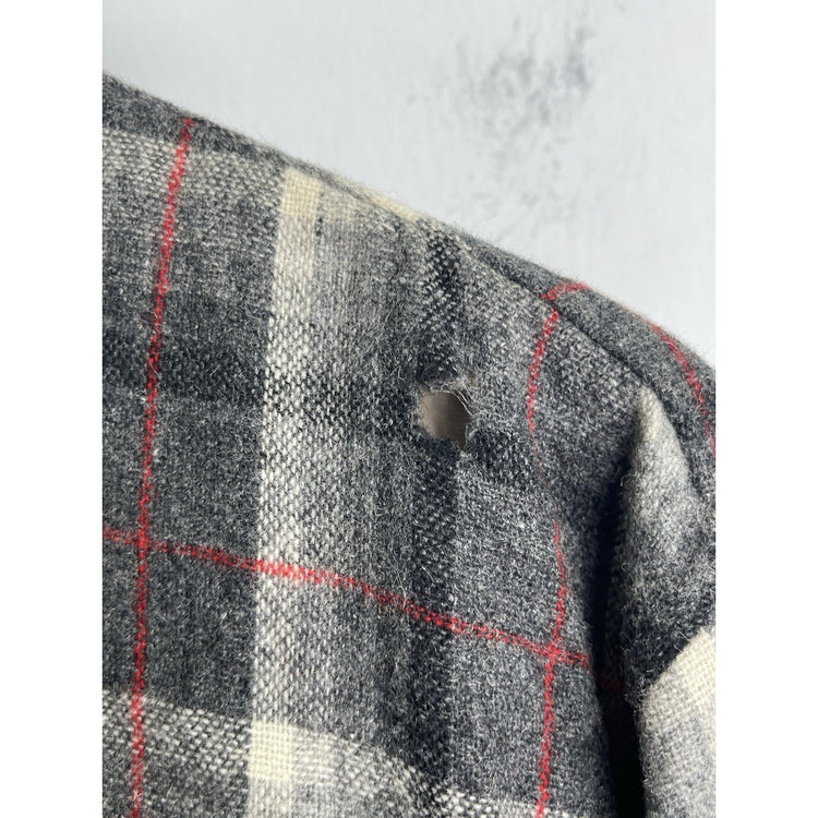 Men’s Briggs Black & Red Plaid Button Down Long Sleeve Heavy Shirt Sz L