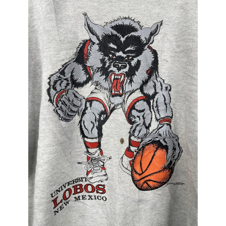 Vintage 90s Men’s University Of New Mexico Lobos Graphic Sweatshirt Size 2XL
