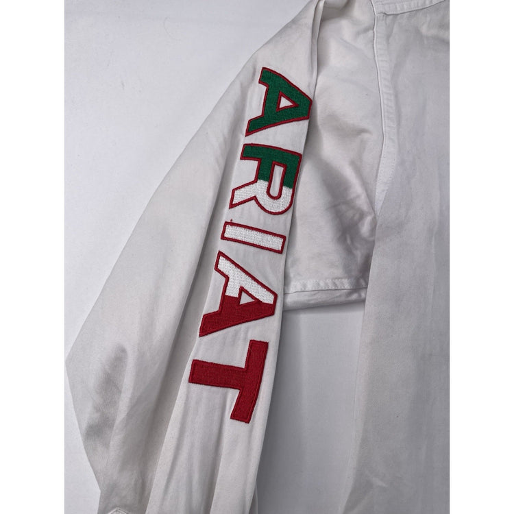 Mens Classic Ariat White LongSleeve Button Up Shirt Size M