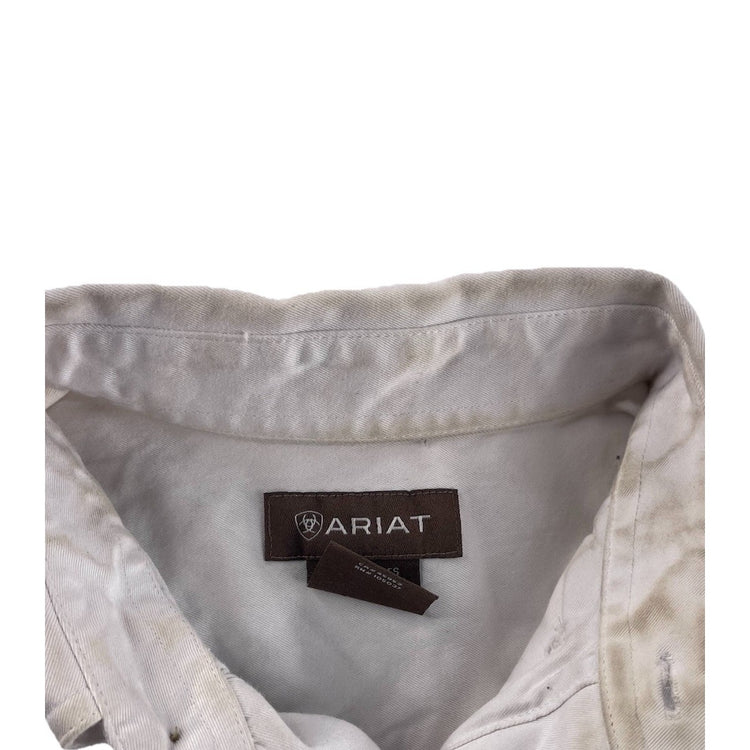 Mens Classic Ariat White LongSleeve Button Up Shirt Size M