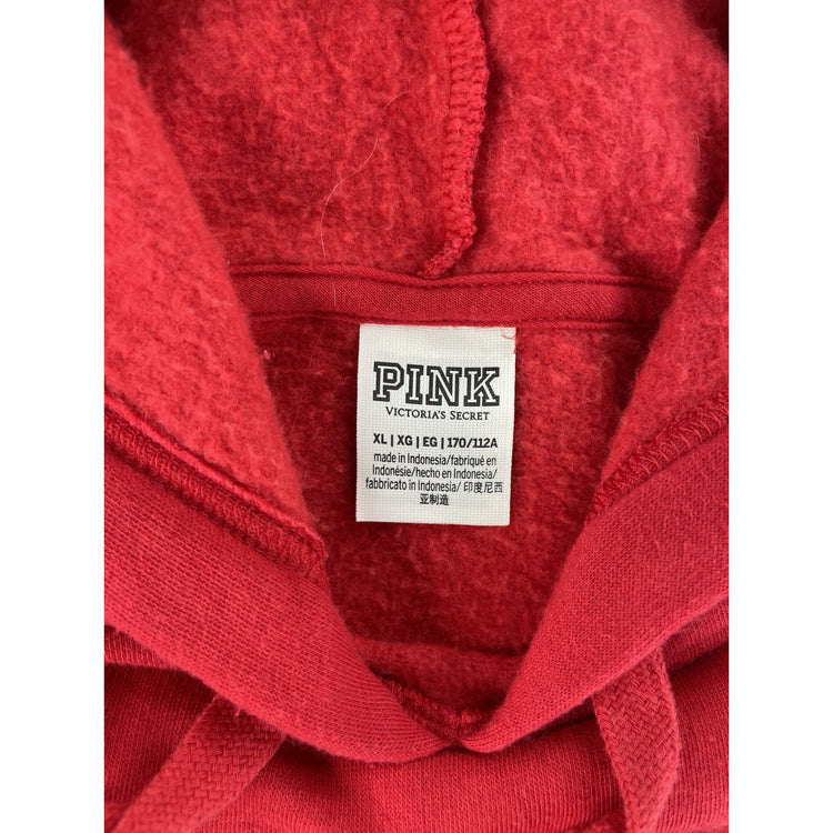 Womens Victoria’s Secret PINk Red Hooded Sweater Size XL