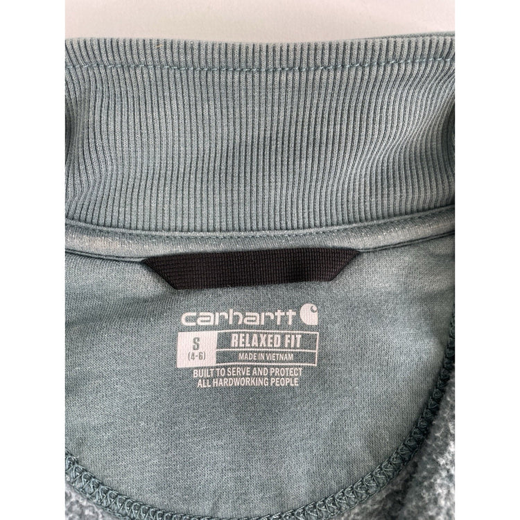 Womens Carhartt Blue Relaxed Fit Quarter Zip Up Sweater Size Small