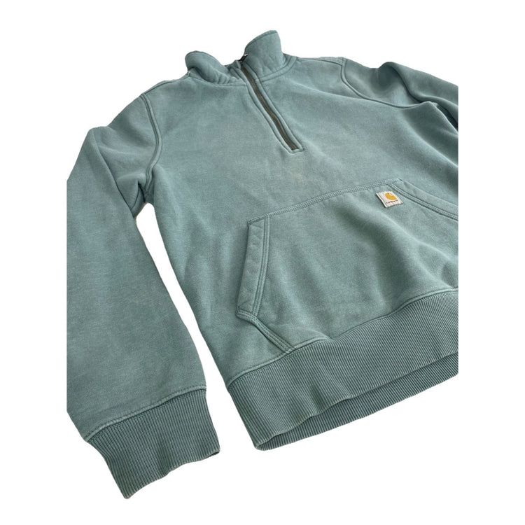 Womens Carhartt Blue Relaxed Fit Quarter Zip Up Sweater Size Small
