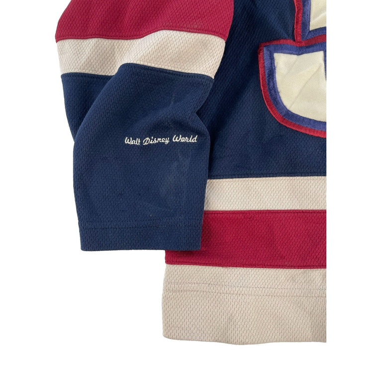 Boys Vintage Disney Grumpy Miners Navy Blue Embroidered Hockey Jersey SIZE S