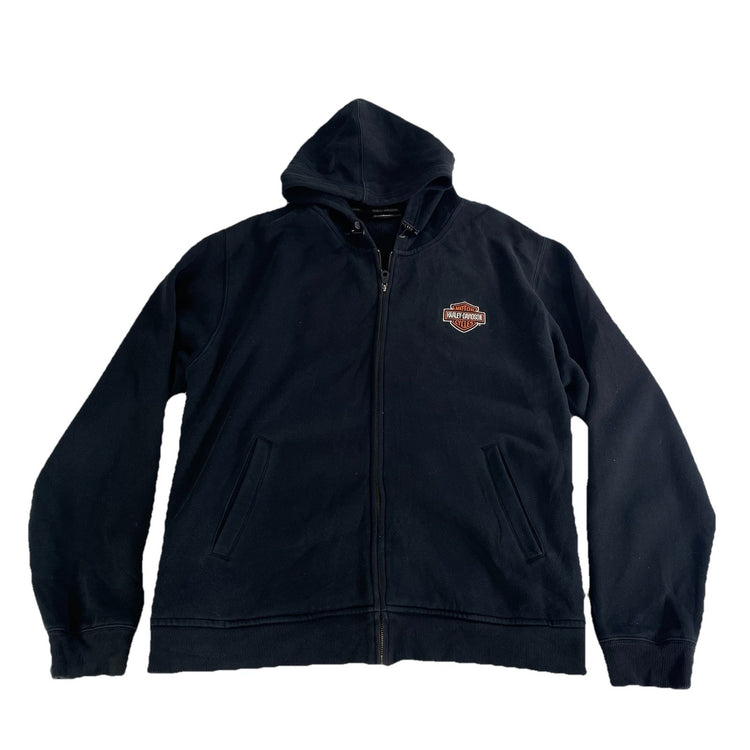Mens Harley Davidson Heavyweight Black Full-Zip Hoodie Size Xxl