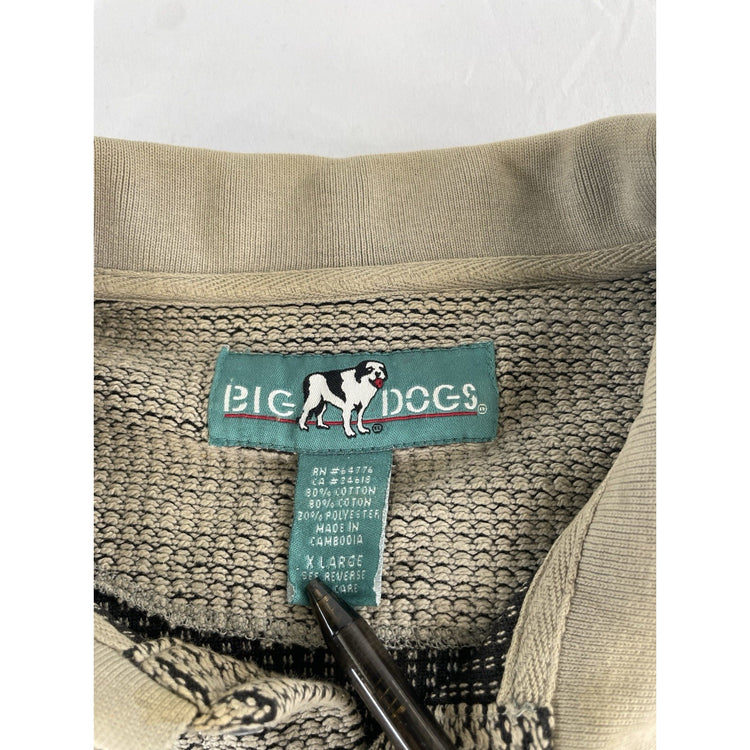 Mens Big Dog Light Brown Knitted Polo Tee Size Xl
