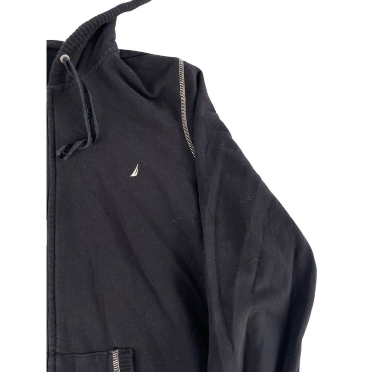 Youth Girls Nautica Black Full-Zip Hoodie with Striped Lining Size XL