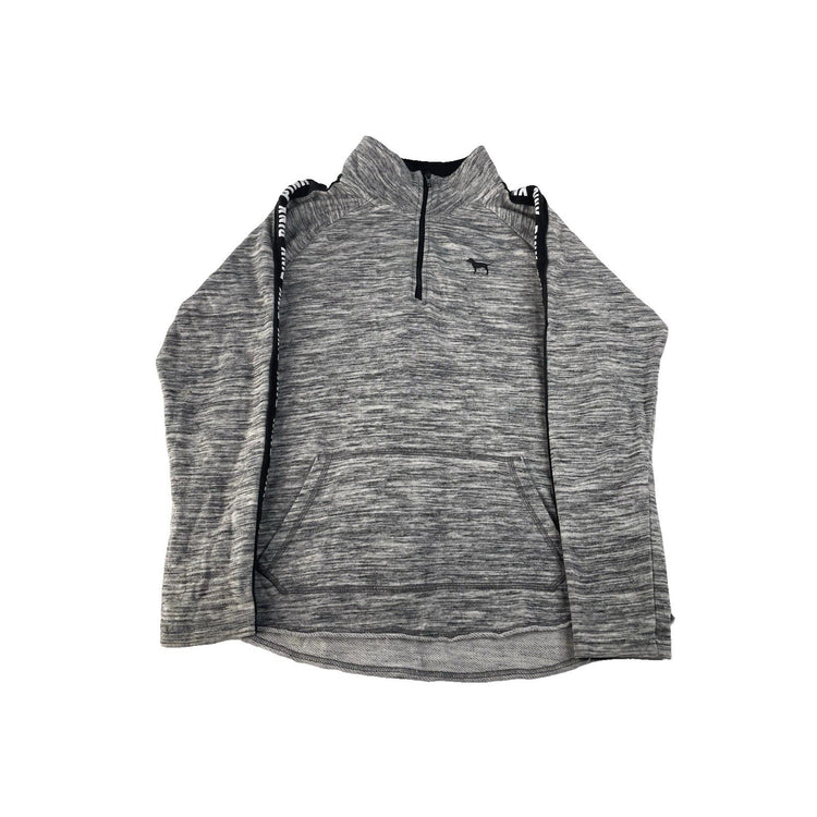 Womens PINK Victorias Secret Gray Quarter Zip Sweater Size Medium