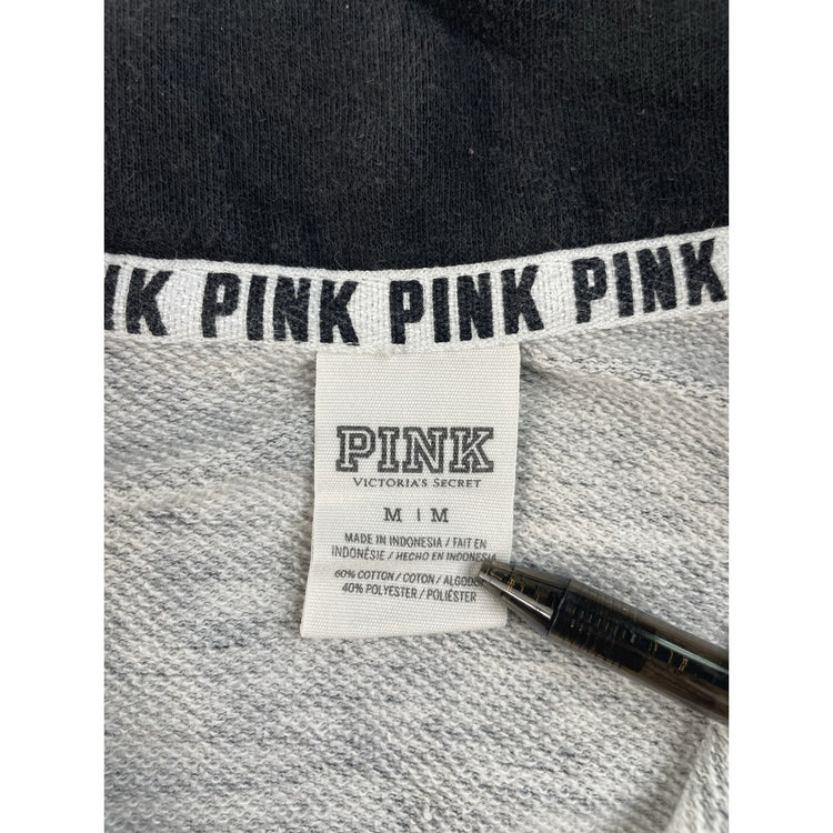 Womens PINK Victorias Secret Gray Quarter Zip Sweater Size Medium