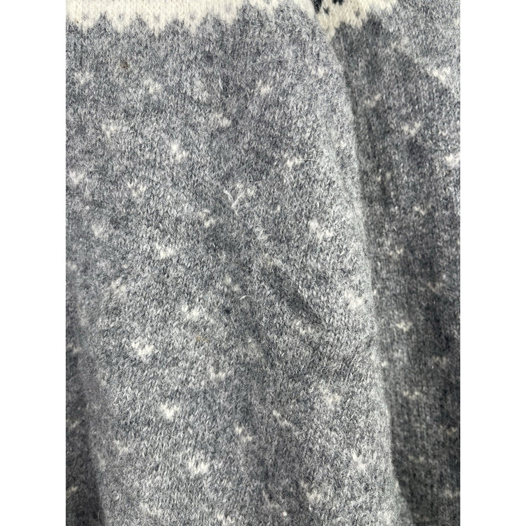 VTG Eddie Bauer Sweater Men Sz L Gray Blue Red Green Christmas Wool Long Sleeve