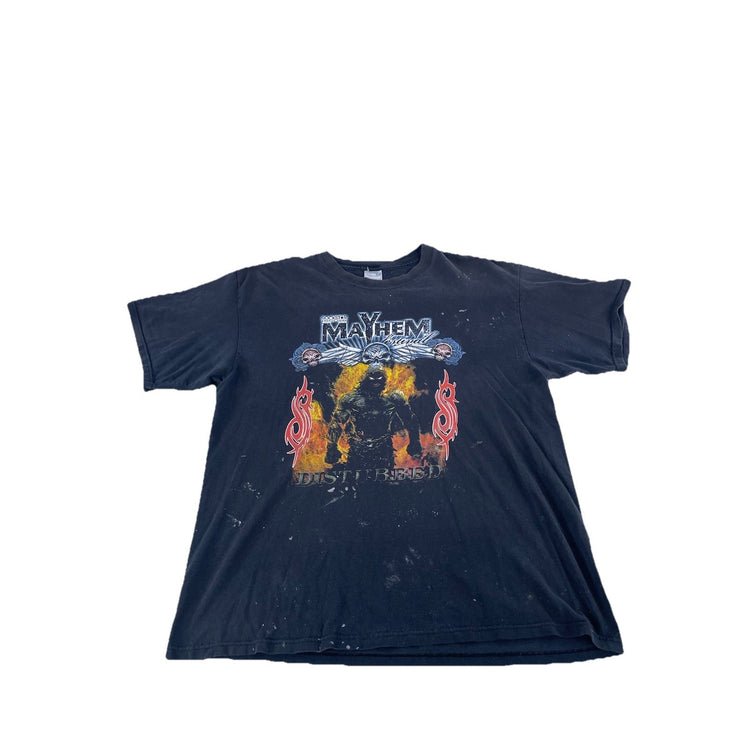 Mens 2008 Mayhem Festival Black Disturbed Concert Band T Shirt Size XL