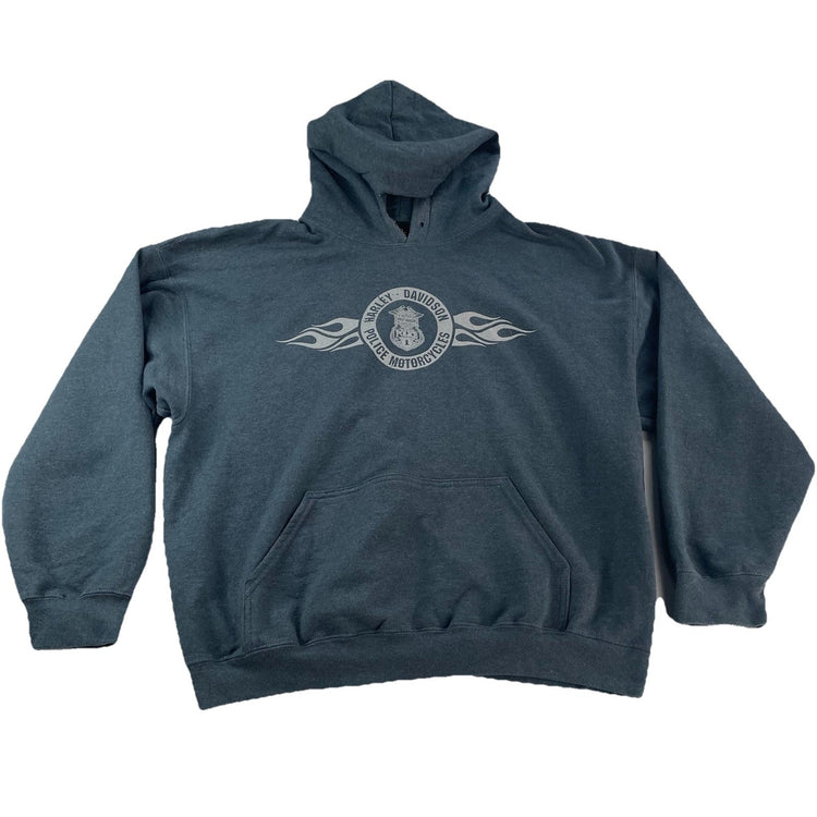 Mens Harley Davidson Grey Police Motorcycles Hoodie Size XL