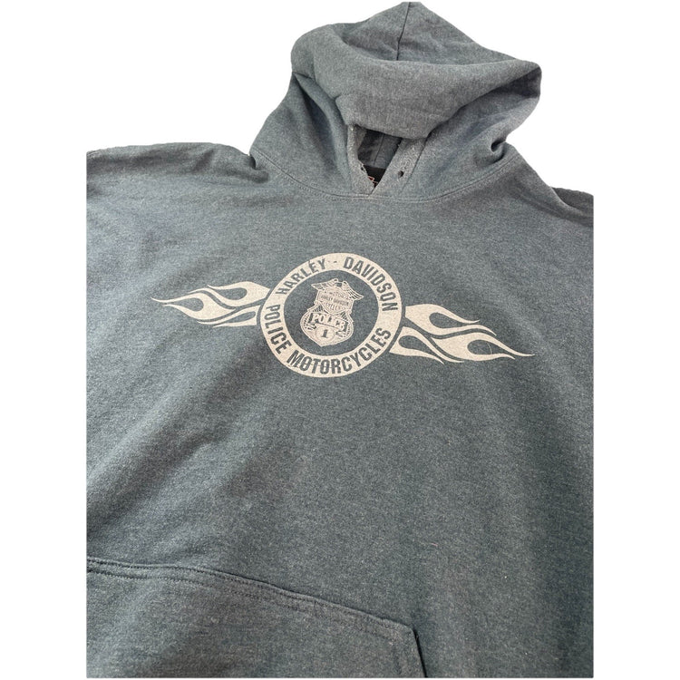 Mens Harley Davidson Grey Police Motorcycles Hoodie Size XL