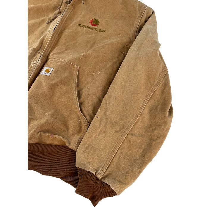 Mens Vintage Carhartt Distressed Southwest Gas Thermal Duck Jacket Brown XL