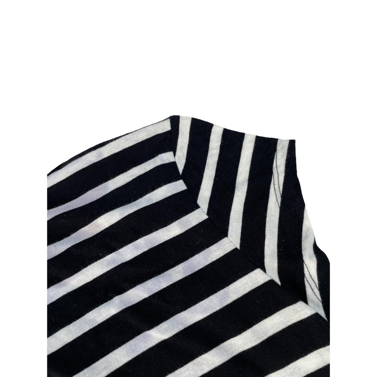 Women's GUESS Los Angeles Black and White Striped Sequin Logo T-Shirt Size M