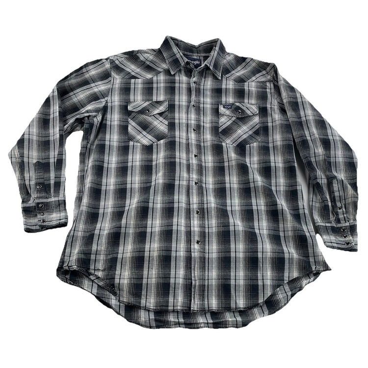 Men’s Wrangler Classic Multicolor Plaid Pattern, SnapDown Work Shirt Size 2XL