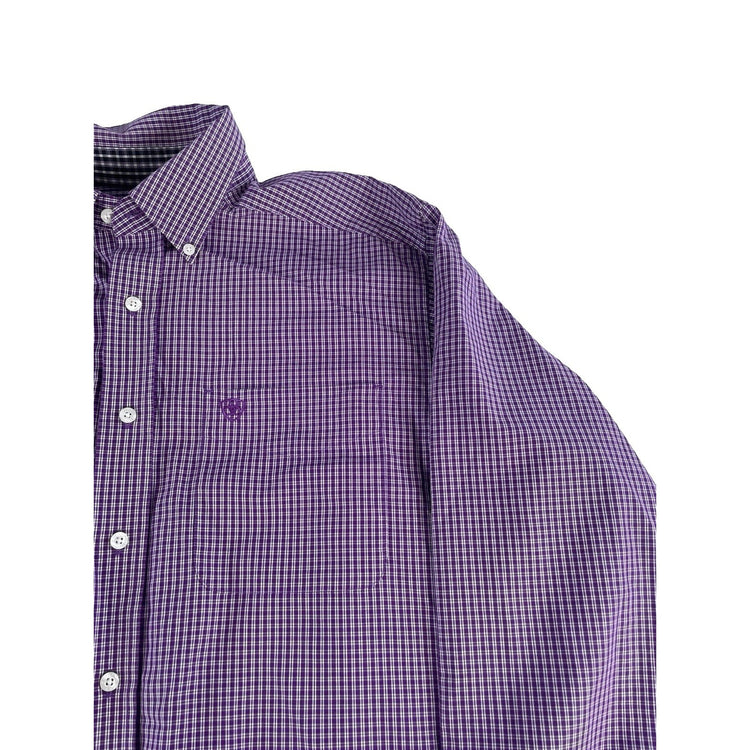 Mens Ariat Classic Purple & White Striped ButtonUp Shirt Size M