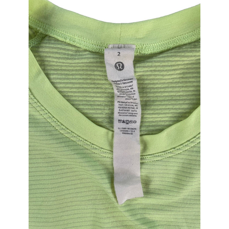 Womens Lululemon Neon Green Long Sleeve Shirt With Thumb Holes Size 2