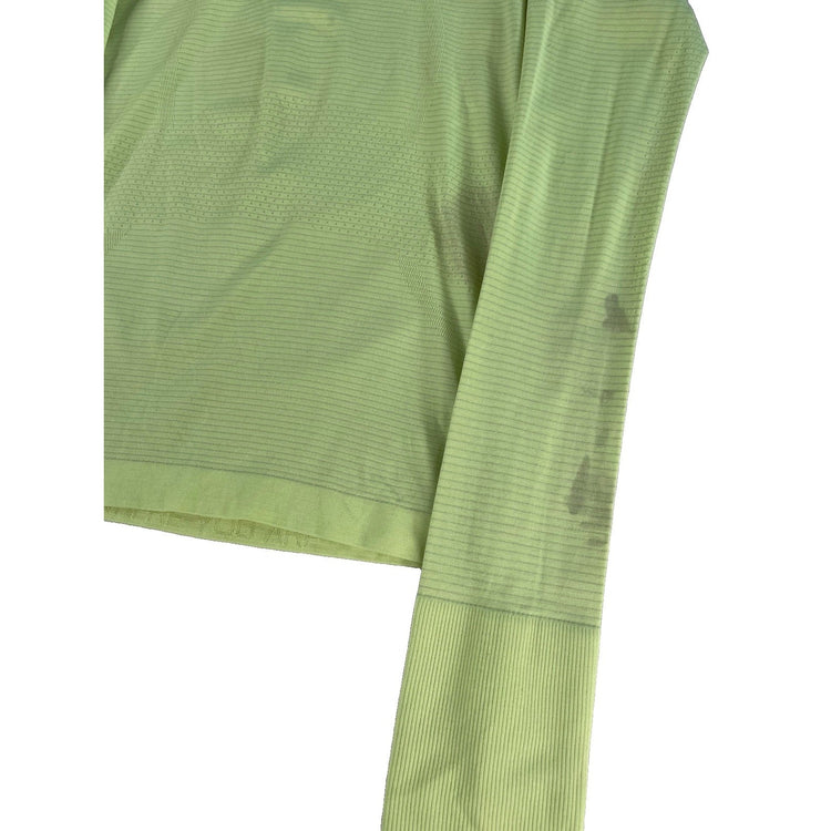 Womens Lululemon Neon Green Long Sleeve Shirt With Thumb Holes Size 2