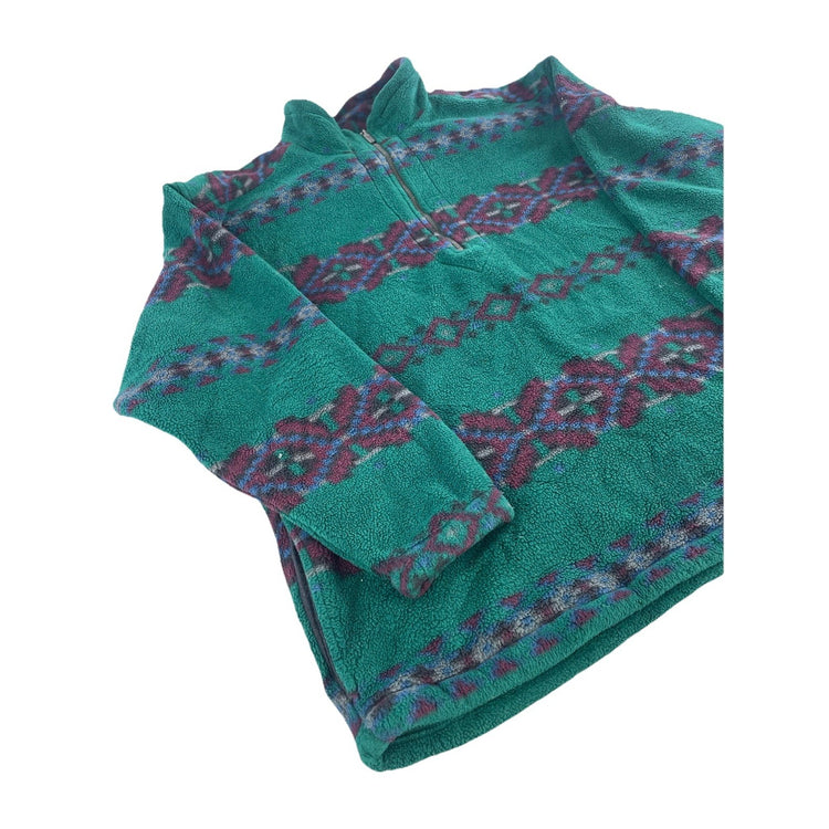 Mens Vintage Eddie Bauer Quart-Zip Fleece Size M Geometric Aztec Pattern