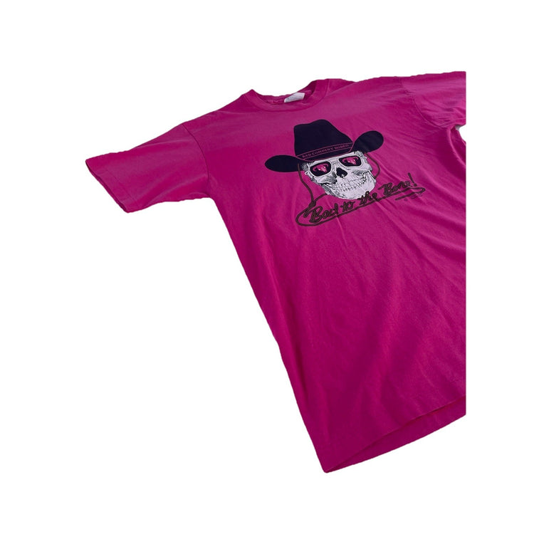 Mens Hanes Pink Bad Company Rodeo Skull Graphic T-Shirt Size L