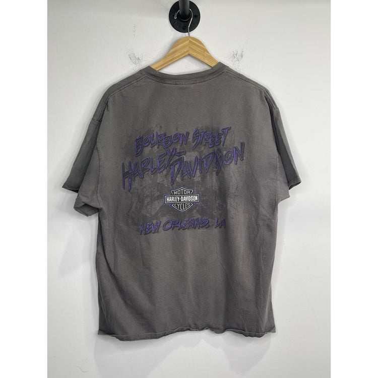 Men’s 2018 HD Voodoo Harley Davidson Graphic Double Sided Gray T Shirt Sz XL