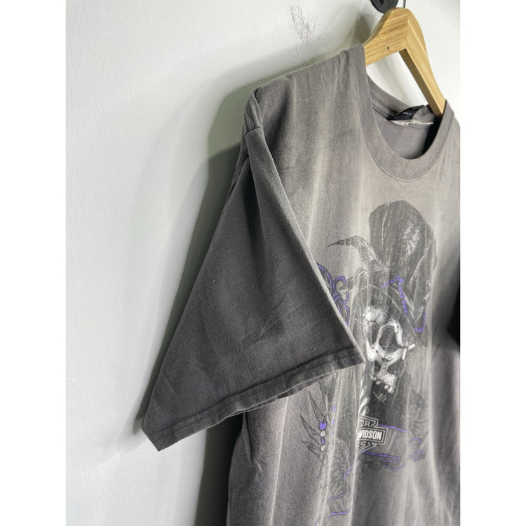 Men’s 2018 HD Voodoo Harley Davidson Graphic Double Sided Gray T Shirt Sz XL