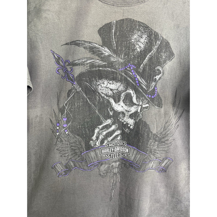 Men’s 2018 HD Voodoo Harley Davidson Graphic Double Sided Gray T Shirt Sz XL