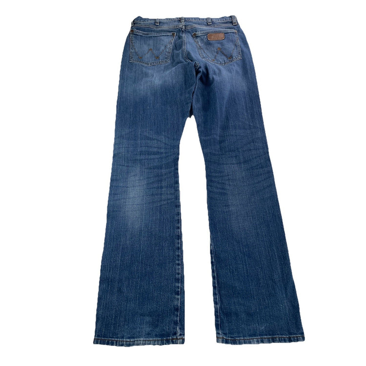 Mens Wranglers Retro Relaxed Straight Blue Jeans Size 34x36