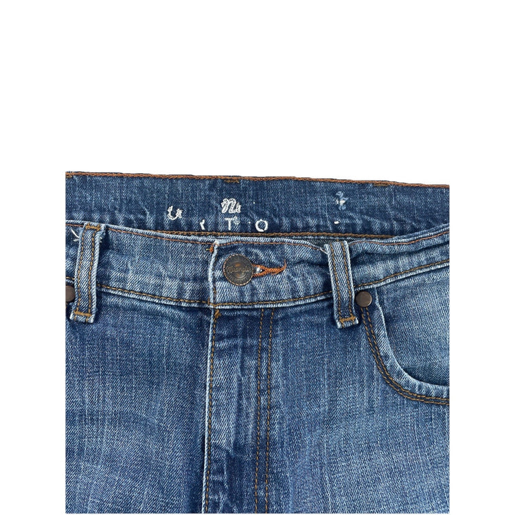 Mens Wranglers Retro Relaxed Straight Blue Jeans Size 34x36