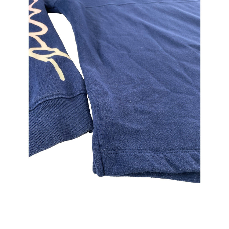 WomenPINK Victoria Secret Navy Blue Crewneck Sweatshirt Sleeve Just Print SizeXS